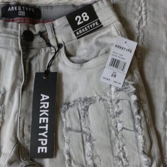 New Mens Stacked distressed grey ice build up Jeans pants - Picture 9 of 12
